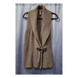 Lauren Ralph Lauren Gray Sweater Vest w/ Buckle ~ Size Large